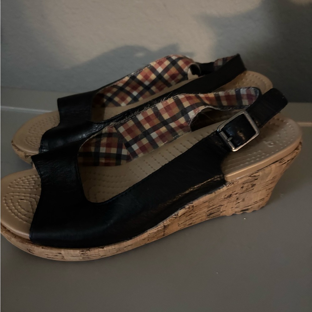 Black Crocs Wedge Sandals- comfort and style!